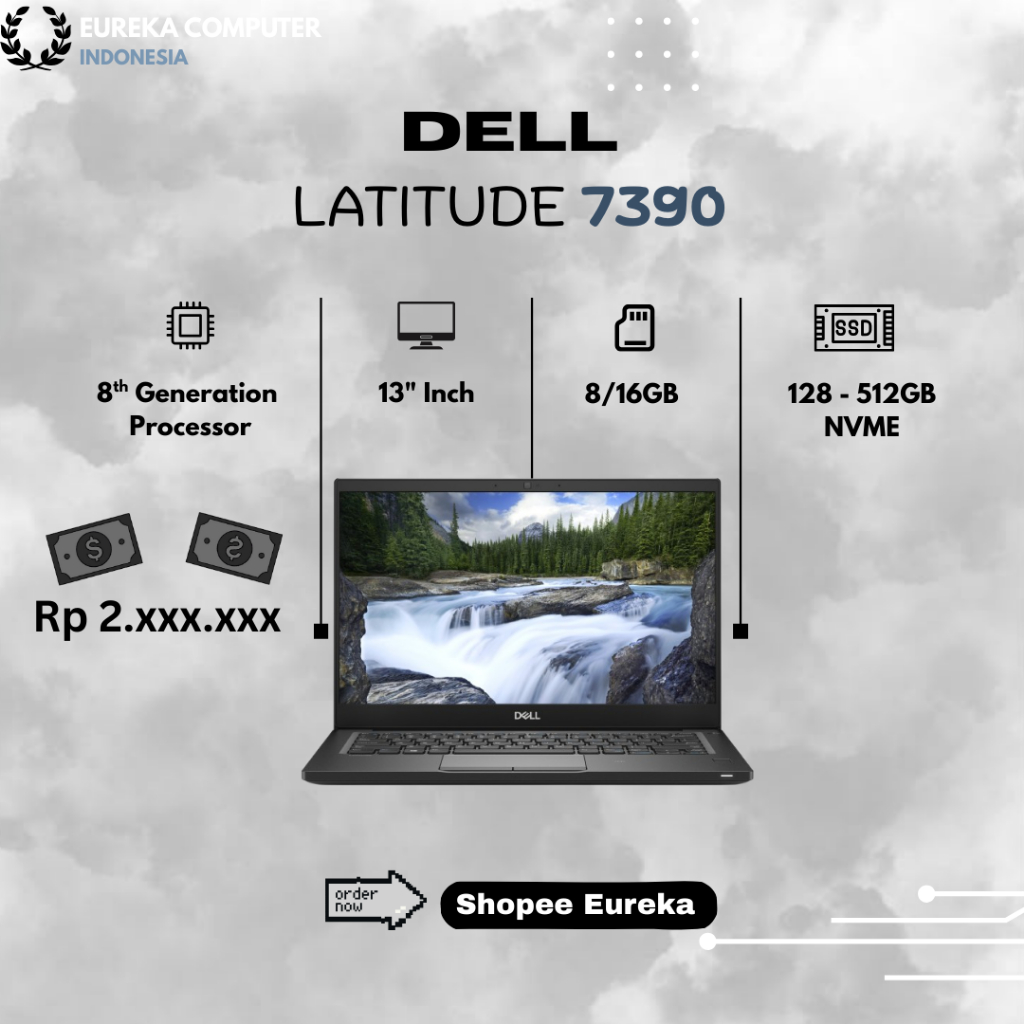 Laptop Dell Latitude 7390 7290 7280 Core i7 Gen 8 RAM 16GB SSD 512GB Laptop 3 Jutaan