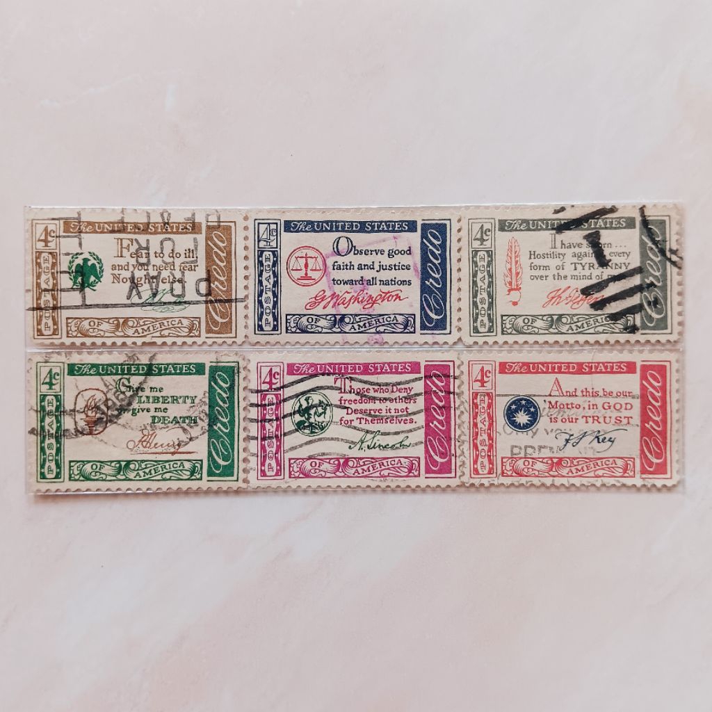 

(OG) Perangko Amerika Serikat 1960 American Credo Issue - Benjamin Franklin Quotation Set Lengkap 6 pcs Used