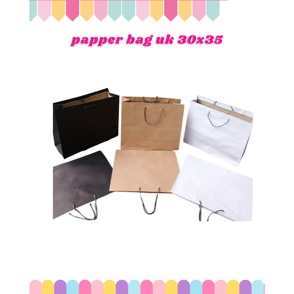 

Paper Bag Ukuran 30x35cm Tas Kertas Hitam Papper Bag Polos Warna Hitam