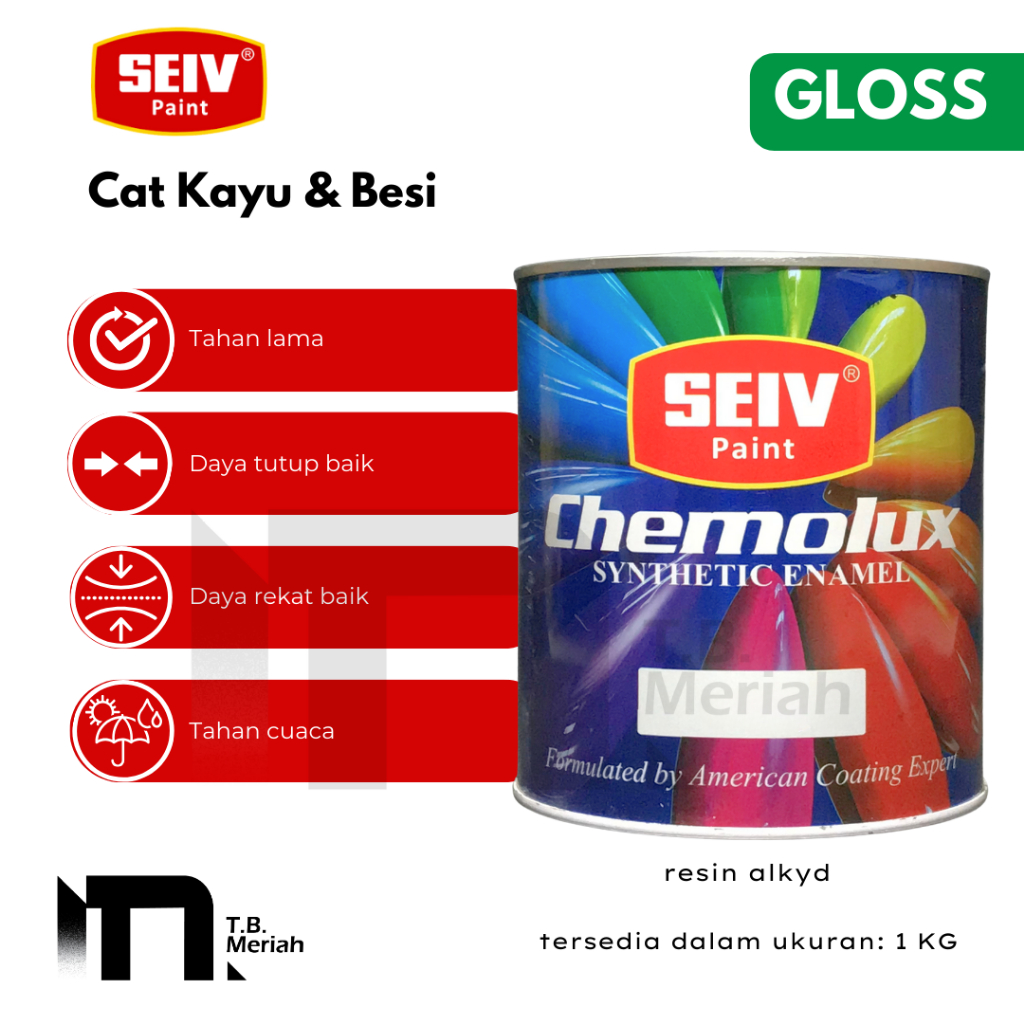 Cat Seiv Cat Kayu & Besi 1 Kg Natural Green Series Gloss - Ready Mix Warna SEIV
