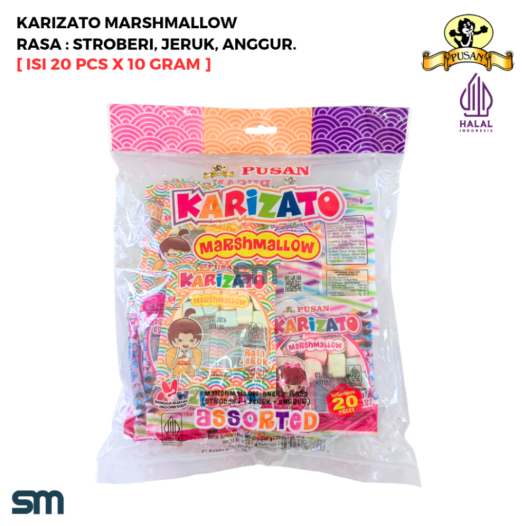 PUSAN KARIZATO MARSHMALLOW ANEKA RASA 200 GRAM
