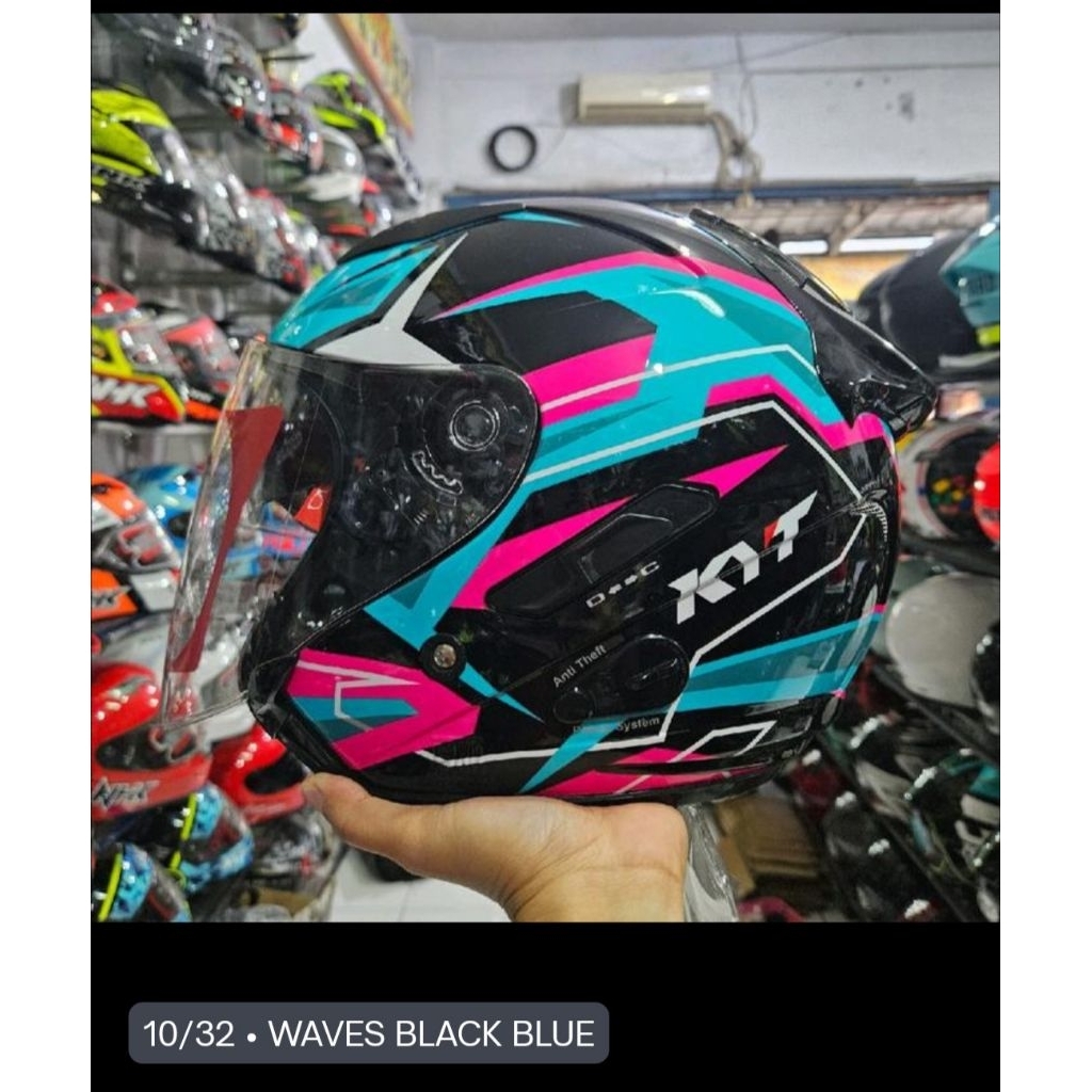 HELM KYT GALAXY SLIDE FLAT R MOTIF WAVES BLUE