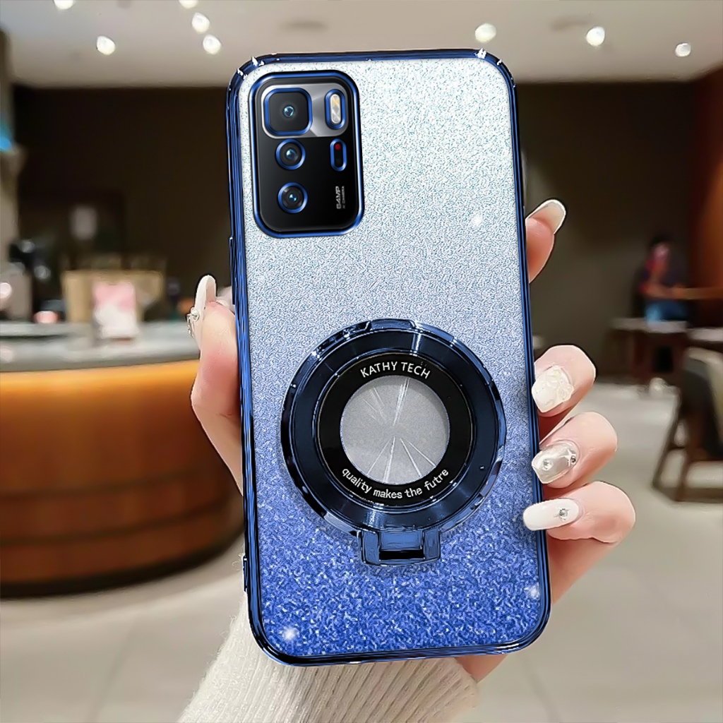 Case Poco X3 GT Softcase Glitter Luxury With Ring Magnetic Holder