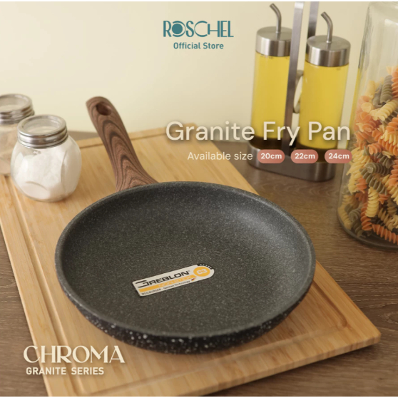 Roschel Chroma Granite Frypan 20 , 22 , 24 cm Non-stick Greblon C3 German Coating Panci Penggorengan