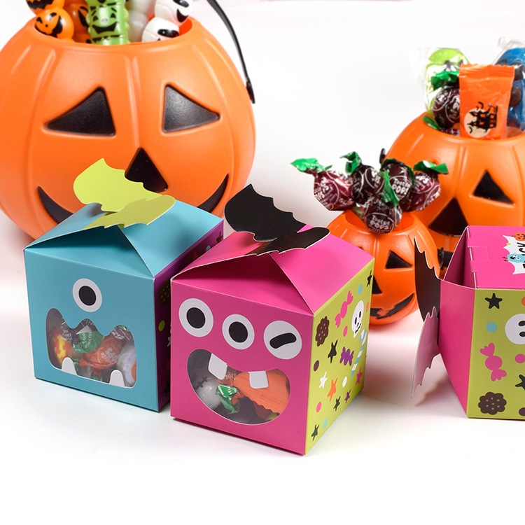 

Kotak kado mini Halloween/ Mini box permen cookies puding Halloween/Box kado gift motif monster lucu Halloween/Cute trick or treat candy box