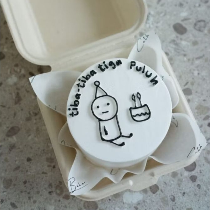 Bento Cake Stickman / Korean Cake Fresh Cream Cake - Kue Ulang Tahun