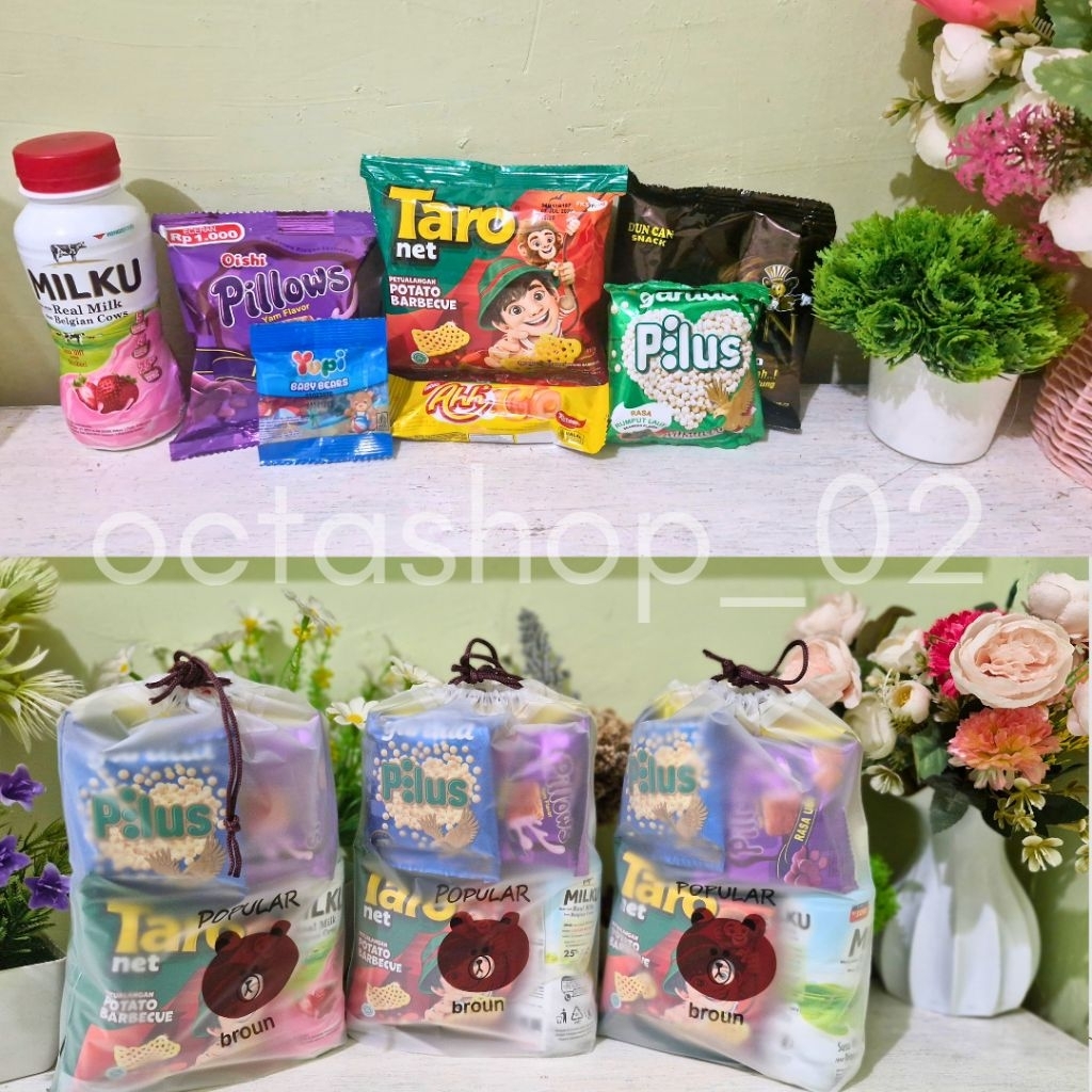 

BUY 28 FREE 1, Hampers Snack kemasan pouch sedang/Paket Snack ulang tahun