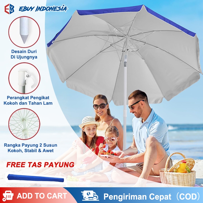 Payung Jualan Tenda Lapak 240 cm Payung Tenda Taman Pantai Cafe Bazar Lapak dengan Sarung