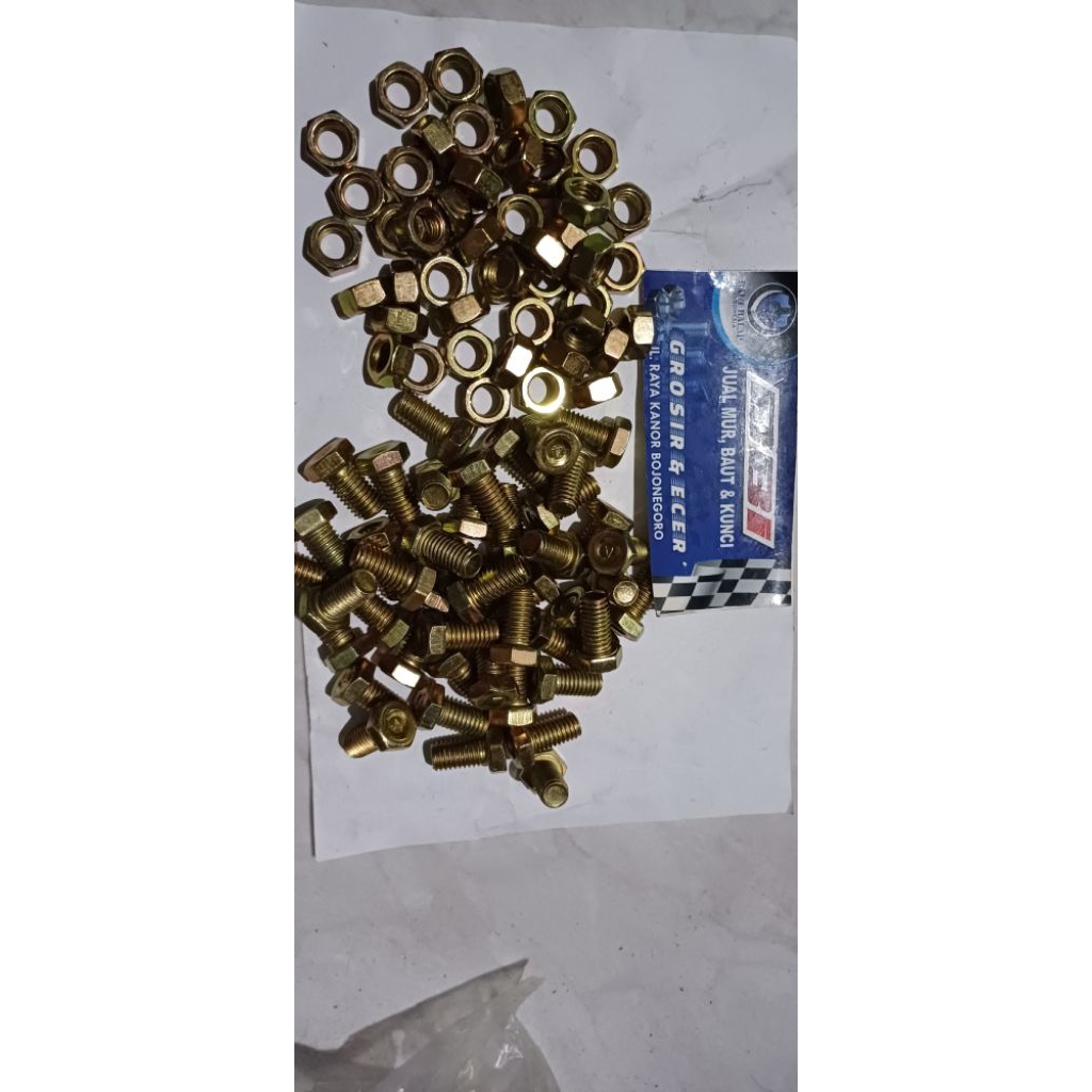 baut mur 8x15/baut 12 panjang 1,5cm isi 50pcs
