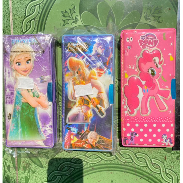 

ACC tempat / kotak pensil karakter timbul 2 sisi frozen kuda pony mobile legend pencil case stationery
