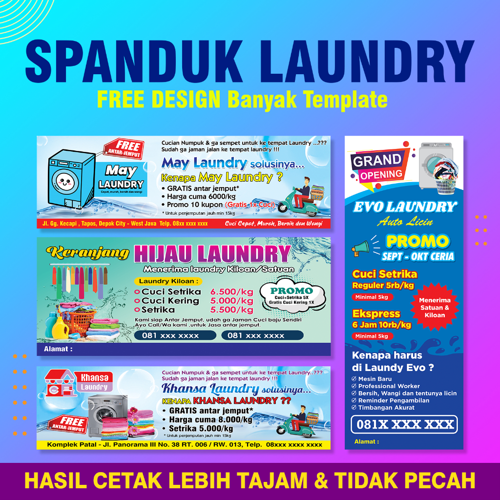 SPANDUK BANNER LAUNDRY CUSTOM