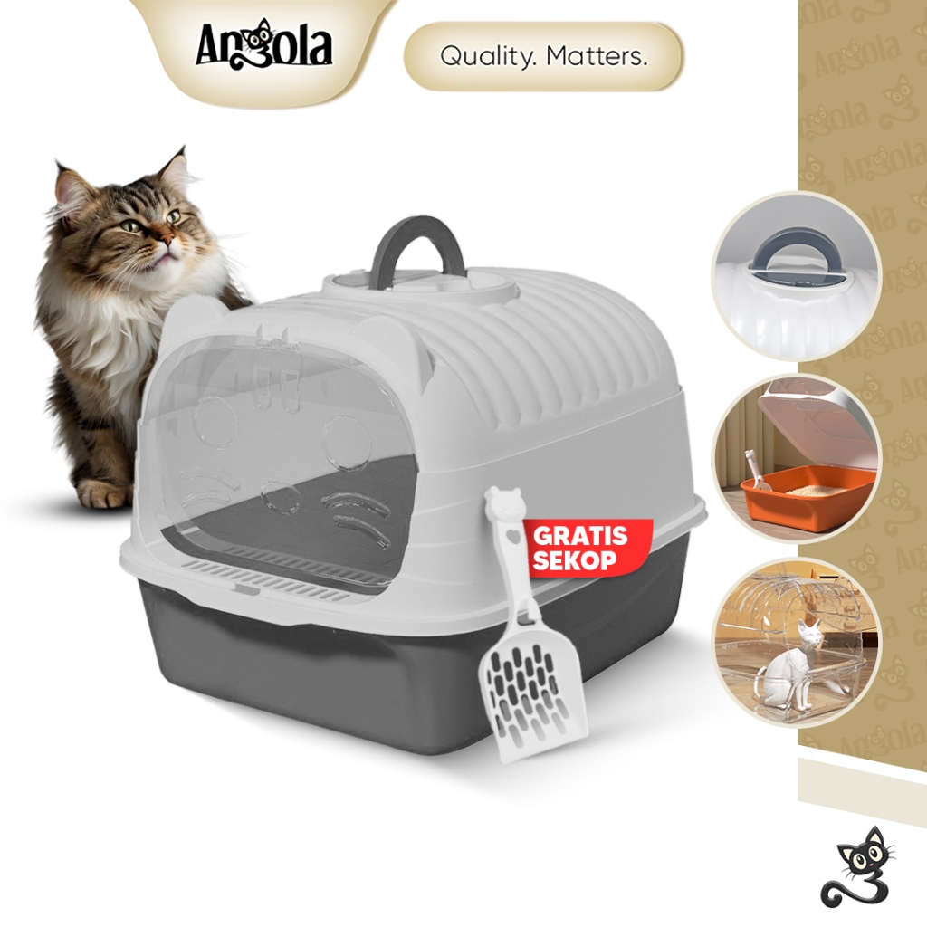 ANGOLA Pet Litter Box Kucing Tertutup M21 Cat Litter Box / Bak Toilet Pasir Kucing GRATIS Sekop Pasir