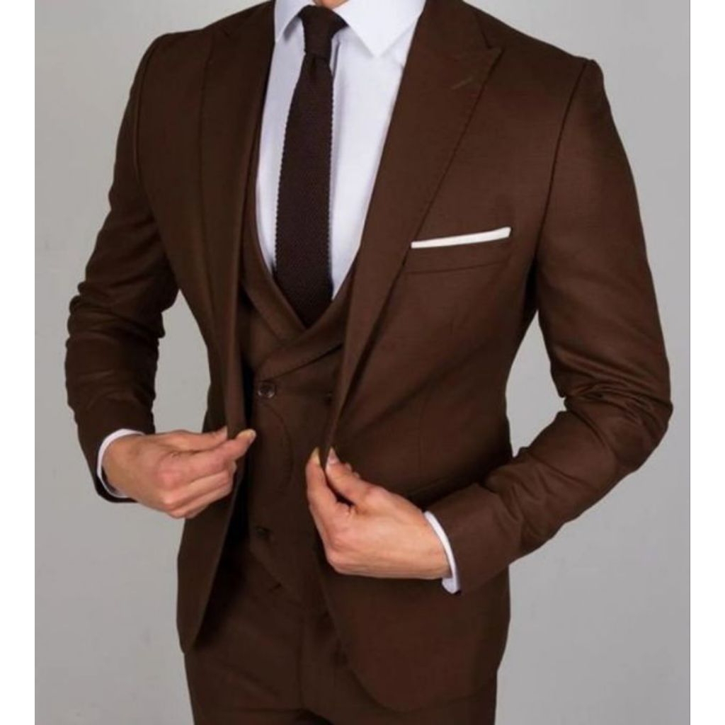 jas pria casual slimfit coklat tua