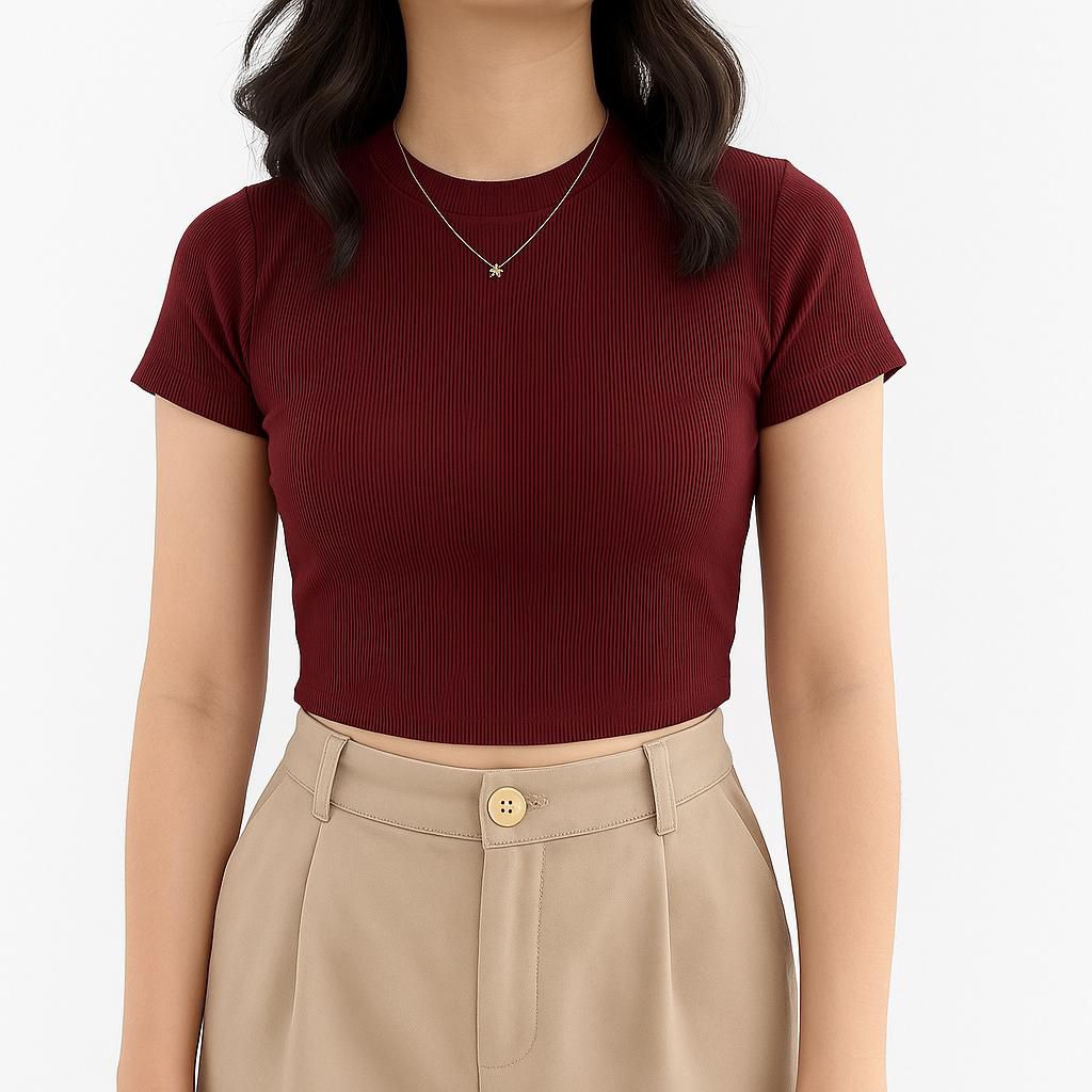 Crop Top Baju Wanita Polos Crop Top Korea Crop Tee Crop Top Polos Wanita- Basic Crop Street-kaos cro