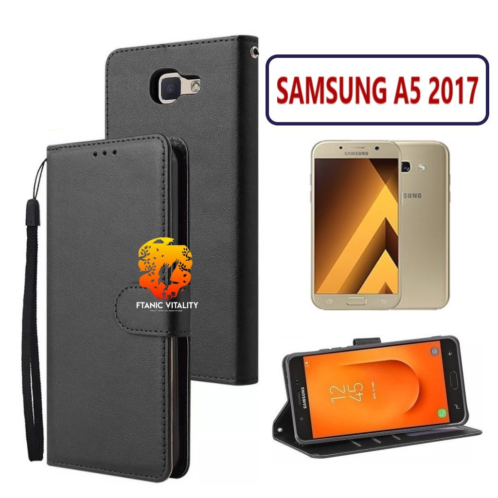 FLIP LEATHER CASING SAMSUNG A5 2017 CASE KULIT FLIP WALLET LEATHER DOMPET KULIT PREMIUM SARUNG BUKA 