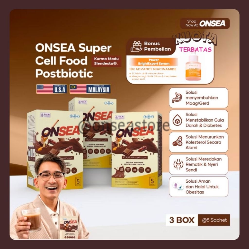 

ONSEA Super Cell Food - Formulasi Nutrisi USA & Malaysia - Multigrain Protein + Vitamin 3 BOX