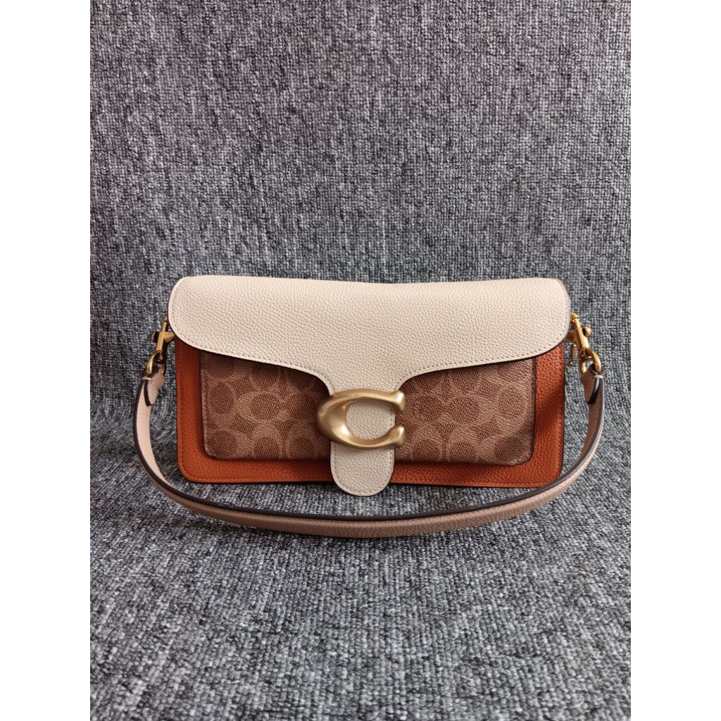 Preloved Coach 91215 Tabby Shoulder Bag 26 With Signature Canvas Tan Ivory