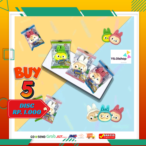 

(HALAL) PAKET ISI 5 PCS x 10 Gr MARSHMALLOW LABUBU MIX KARTUN MERK TIGA DOMBA