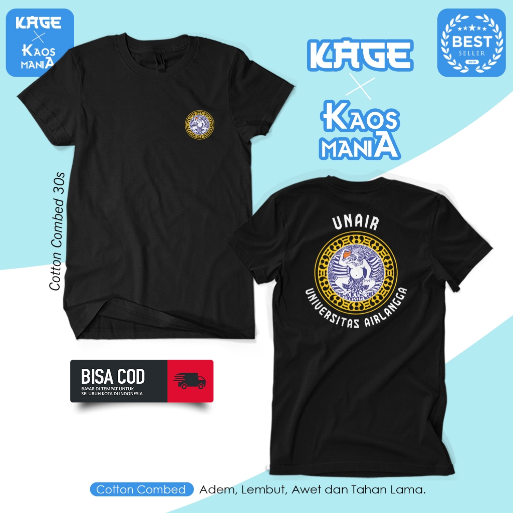 Baju Kaos UNAIR Universitas Airlangga Kaos Mahasiswa Kampus  /Kaos Cotton Combed 30s KAOS KAGE