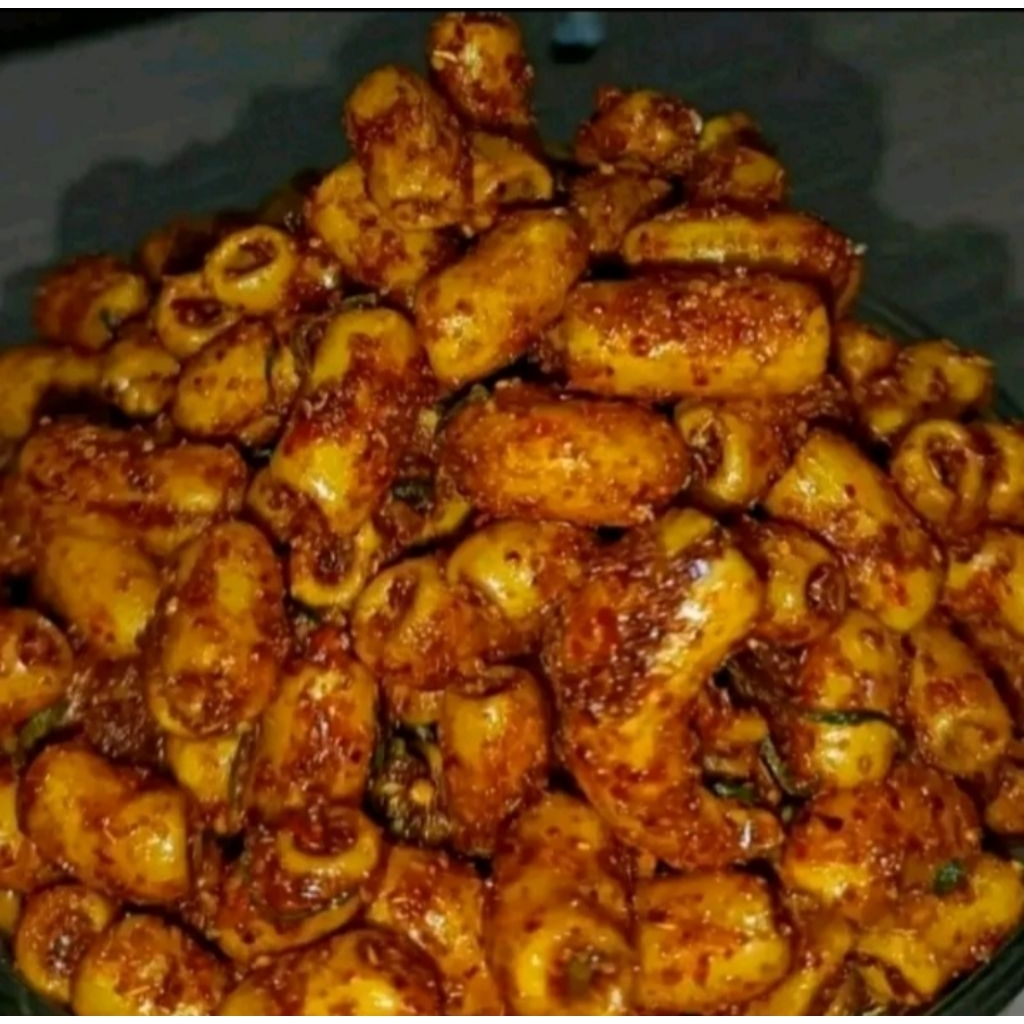 

seblak makaroni bantat kriuk renyah pedas daun jeruk 500gram