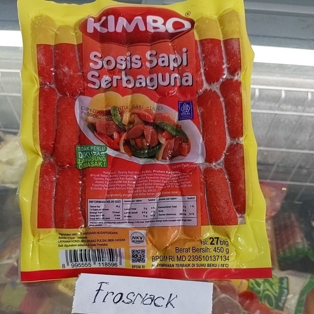 

Sosis merah serbaguna kimbo 450 gram isi 27 pcs sosis pendek