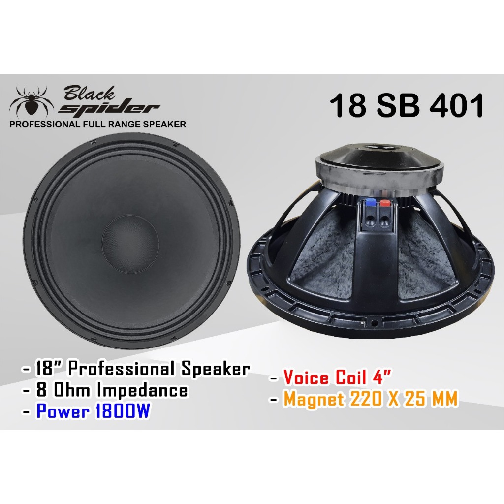 Komponen Speaker Merek Blackspider 18 SB 401 - 18 Inch