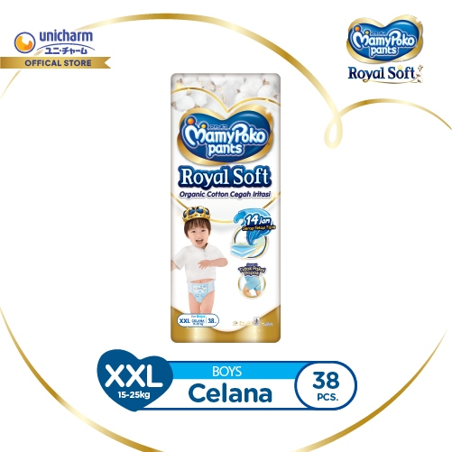 MamyPoko Pants Royal Soft Organic Cotton - XXL 38 - Boys - Popok Celana