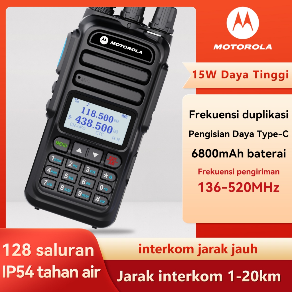HT Motorola 370S Original Motorola Walkie Talkie Two Way Radio AM/FM 15Watt Kekuatan Tinggi Replikas