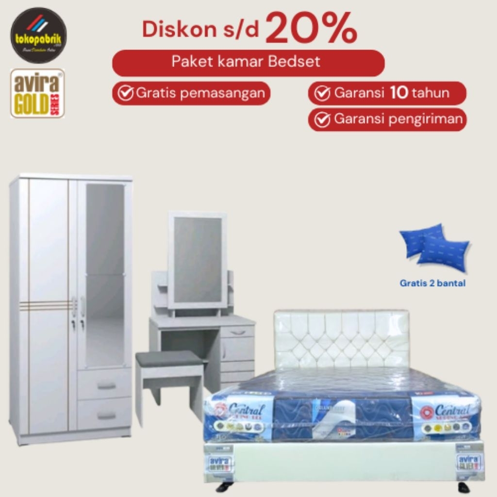 Set Lemari Pakaian Meja Rias Springbed Dipan / Set Kamar Tidur / Paket Kamar Tidur / Paket Lamaran S