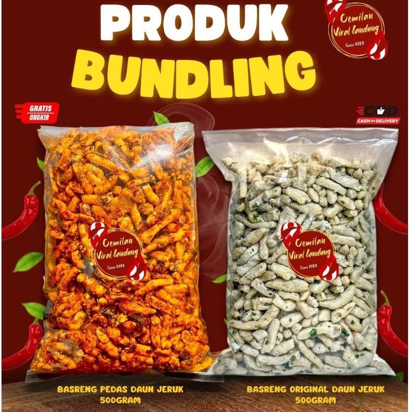 

BASRENG PEDAS DAUN JERUK 1KG PAKET HEMAT/PEDAS JERUK 500gr DAN ORI JERUK 500gr