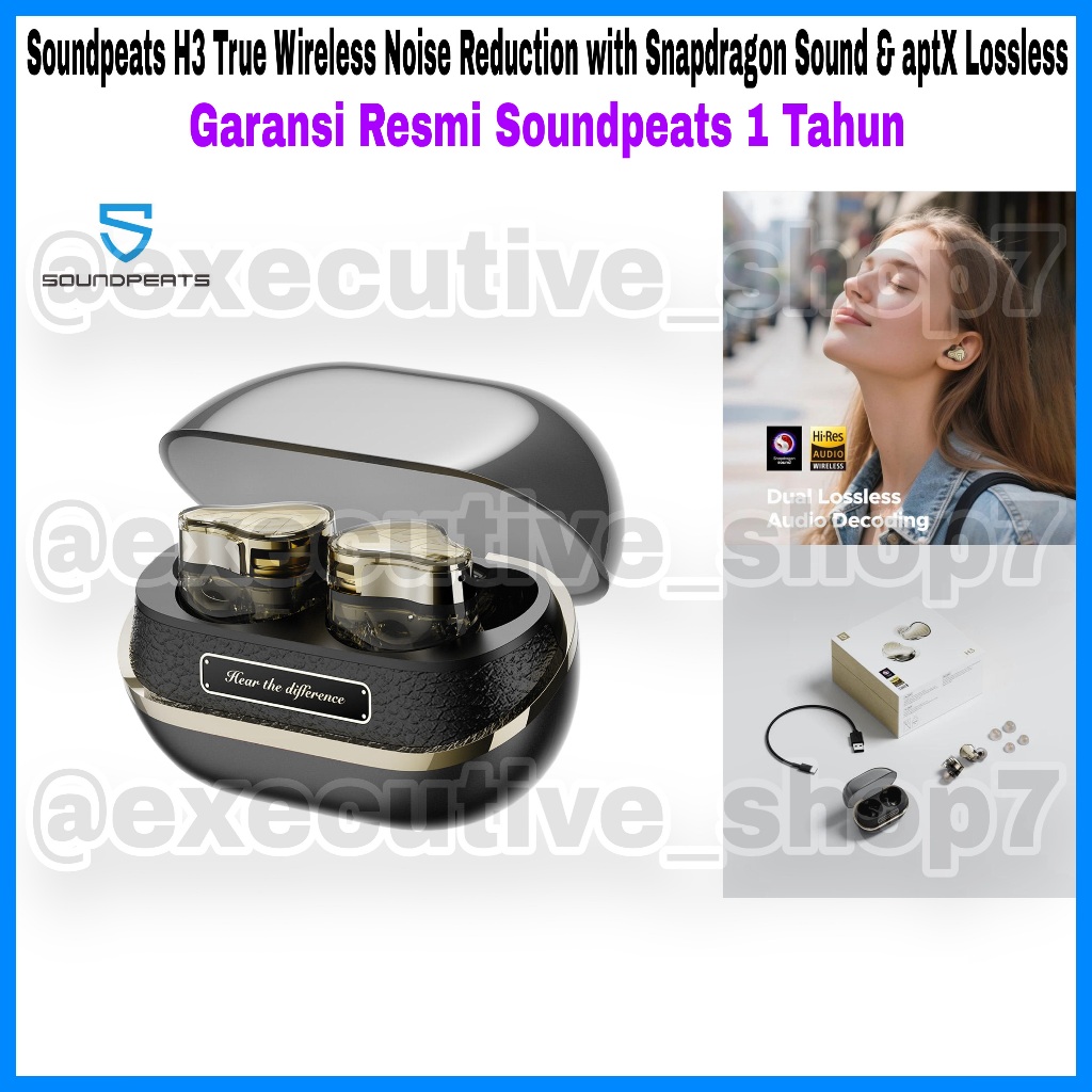 Soundpeats H3 True Wireless Noise Reduction with Snapdragon Sound & aptX Lossless - Garansi Resmi So