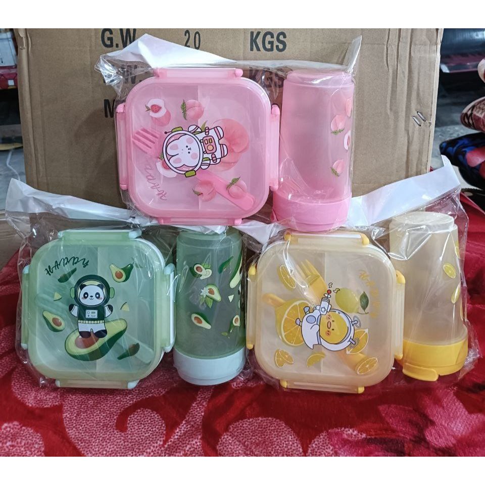 Lunch Box Karakter Buah / Kotak Bekal Anak / Tempat Bekal Set