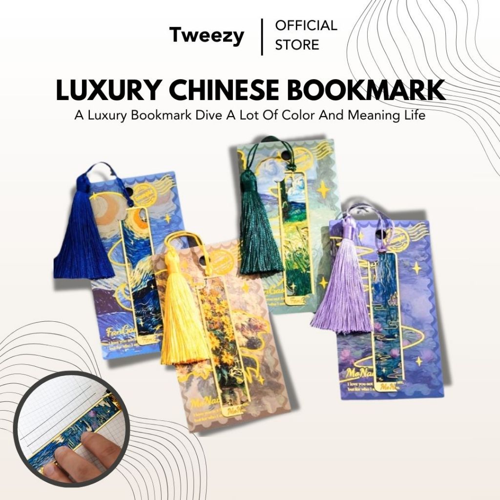 

Pembatas Buku Logam Antik Gaya Cina Bookmarks Penanda Rumbai Kuningan Lukisan Terkenal Retro Kreatif