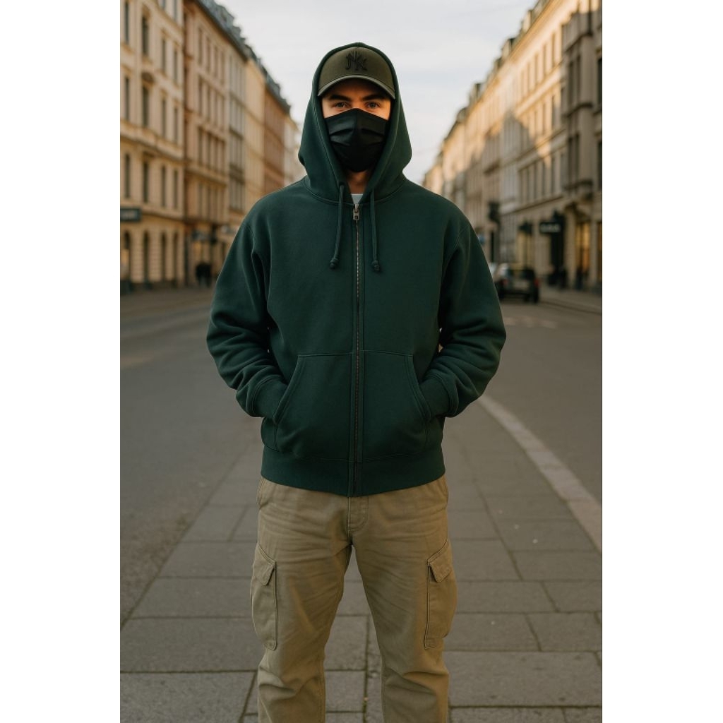 Zip Hodie gu reverse weave Hijau/ gu reverse weave size s