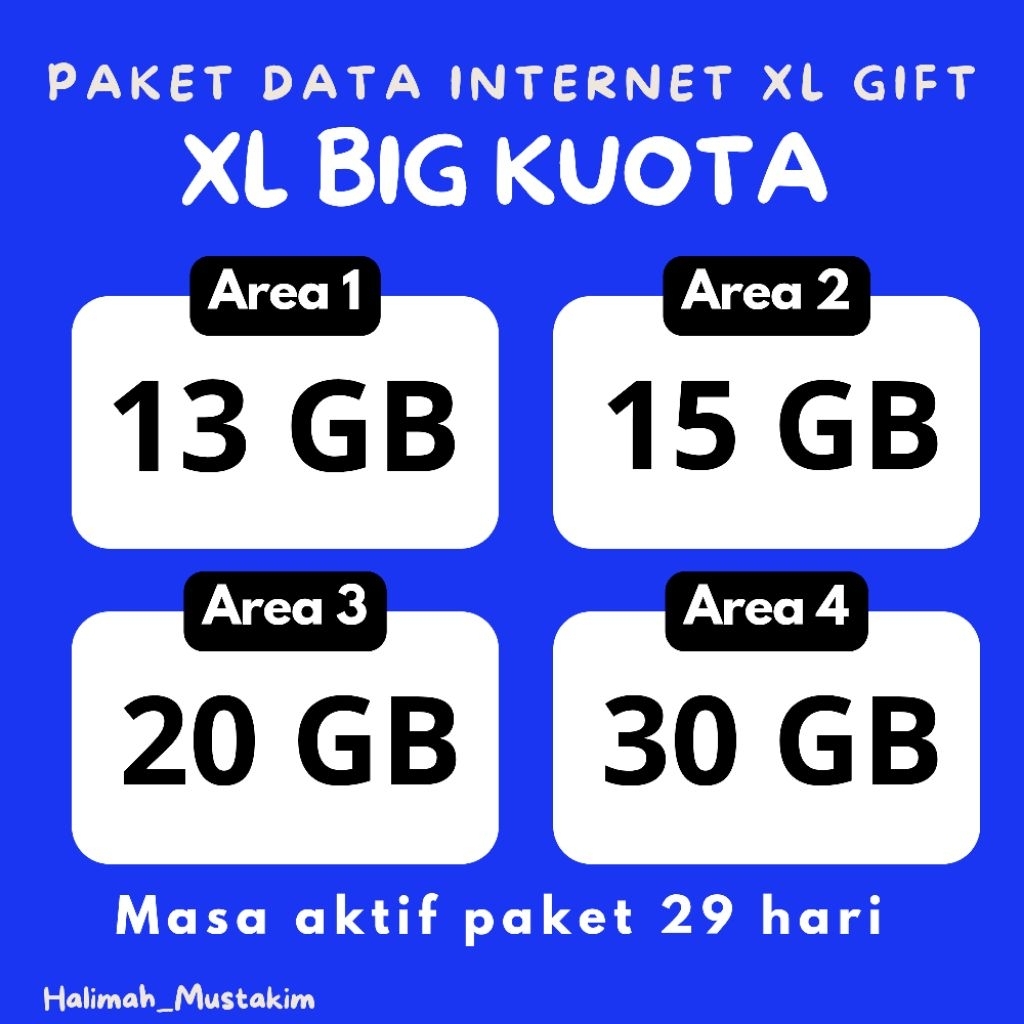 Kuota XL Gift isi ulang XL big kuota 13 GB ~ 30 GB 28 hari | paket akrab mini xl