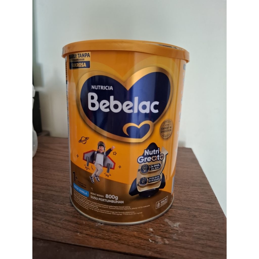 Kaleng Bekas Bebelac 1+ vanila 800g (dulu bebelac 3) kemasan baru tanpa sukrosa