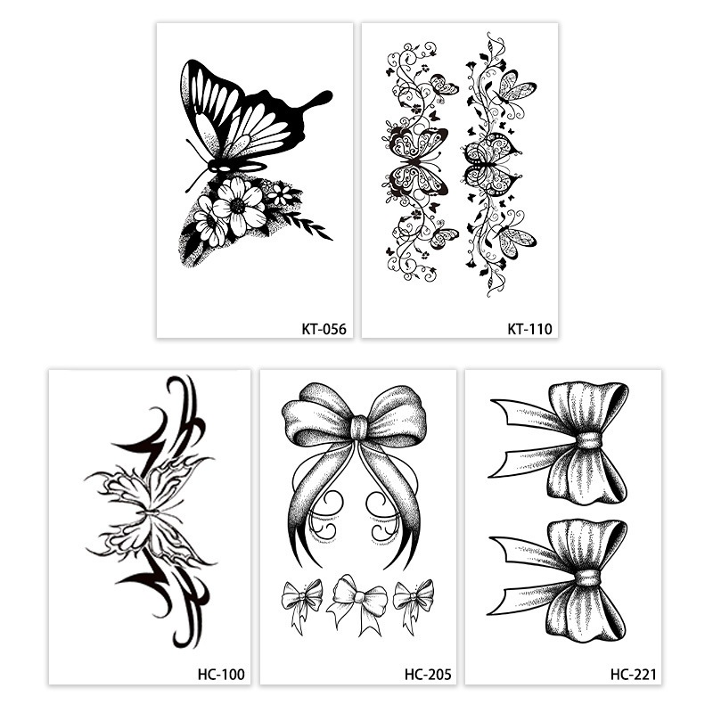 6pcs Stiker Tato Kupu-Kupu Tahan Lama dan Tahan Air Semi Permanen-Kupu Kupu