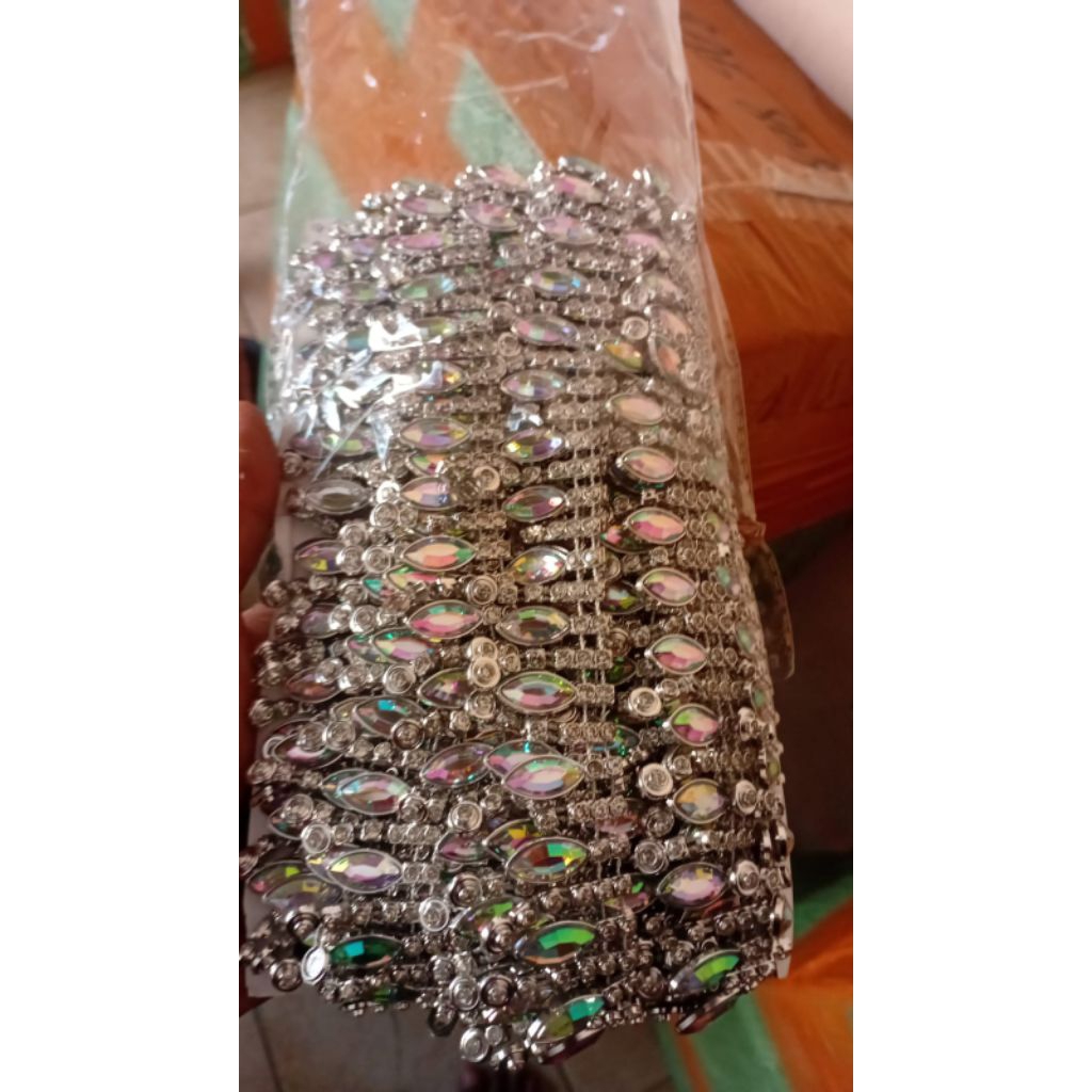 Jaydening Per Rol Renda Rumbai Besar Meteran Aksesoris Diamond Rangkai Bahan Dasar Plastik