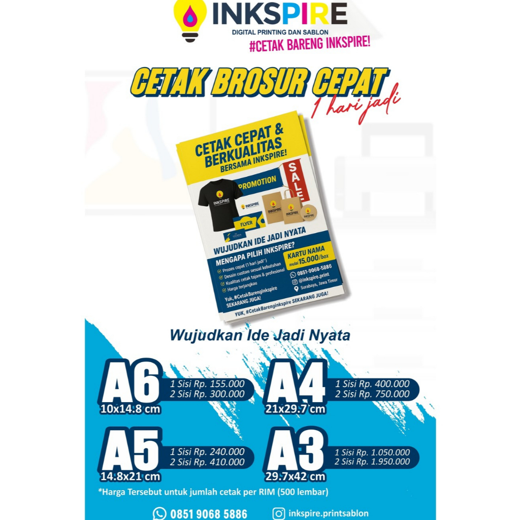 

Cetak Brosur Murah & Cepat | Full Color 1 Hari Jadi UK. A4