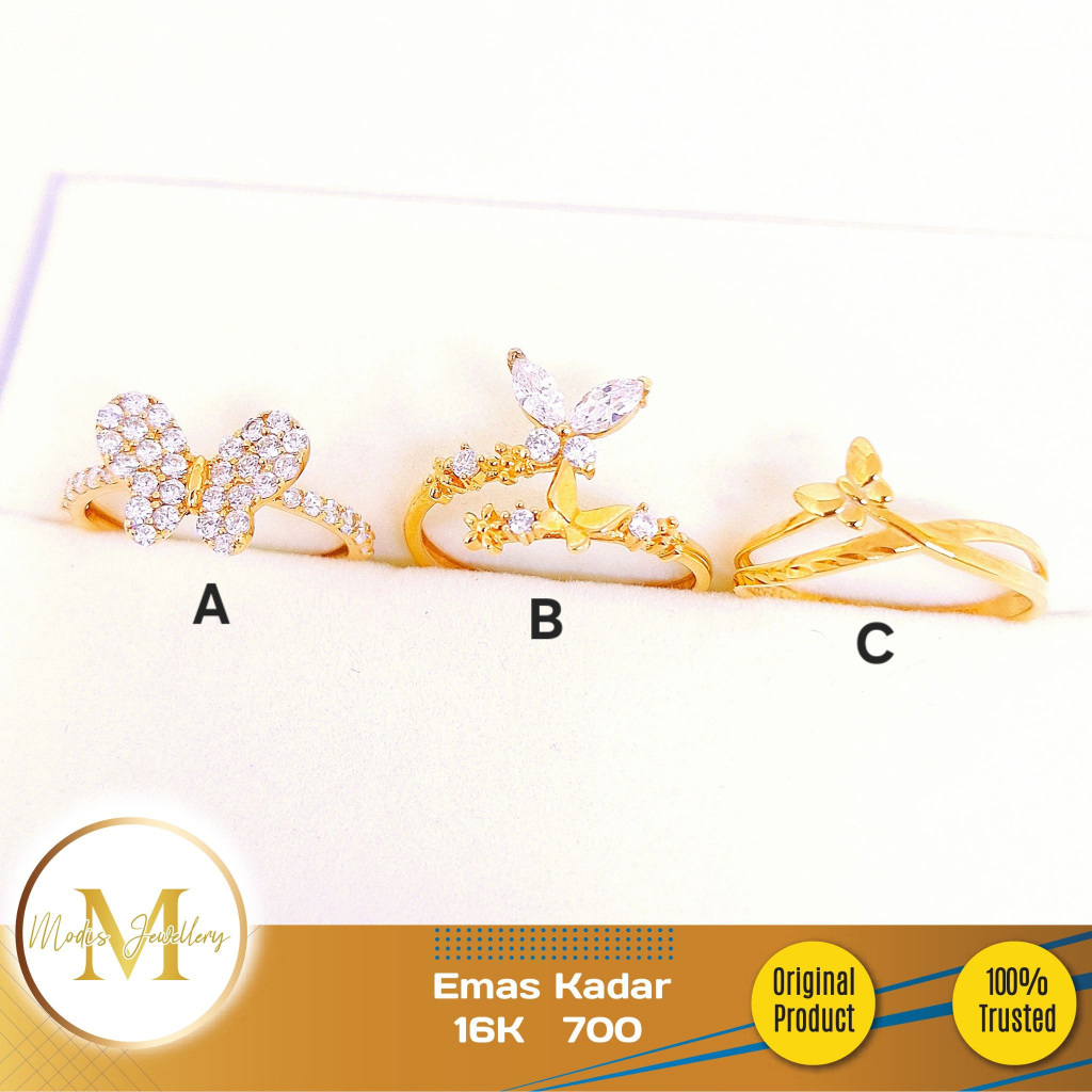MODIS JEWELLERY - Cincin Kupu-Kupu Variasi Kuning - Emas 16k  700