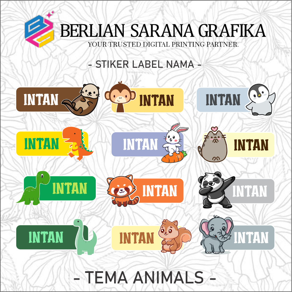 

STICKER NAMA CUSTOM VINYL TAHAN AIR + LAMINASI DOFF/GLOSSY (WATERPROOF) 1 PACK ISI 50pcs UKURAN 5cm X 2cm