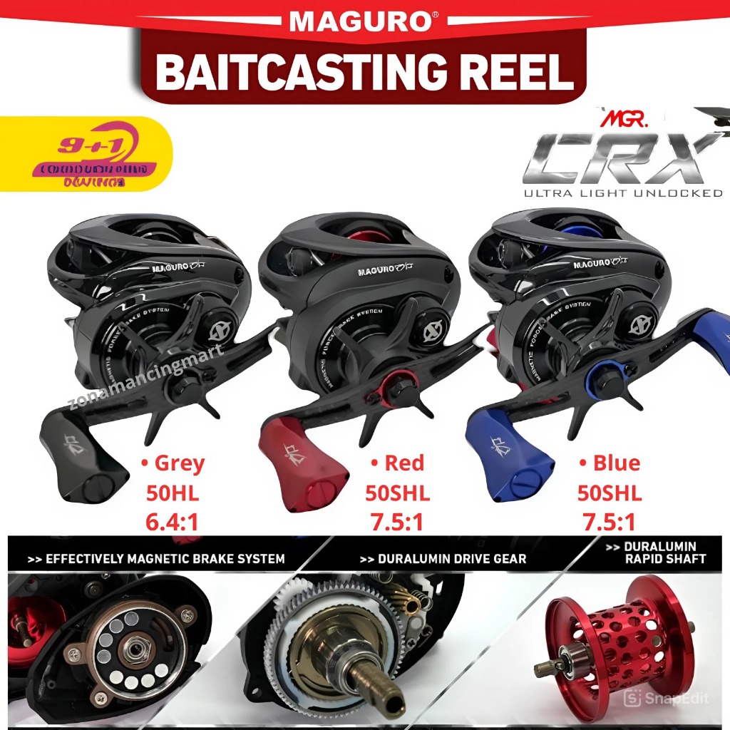 Reel BC MAGURO CRX 50HL | CRX 50SHL | Baitcasting Reel Ultra Ligth | Casting Toman | Casting Gabus |