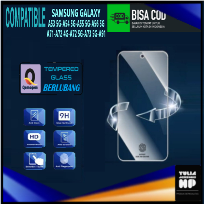 Anti Gores Kaca Bening Berlubang Samsung Galaxy A53 5G A54 5G A55 5G A56 5G A71 A72 4G A72 5G A73 5G