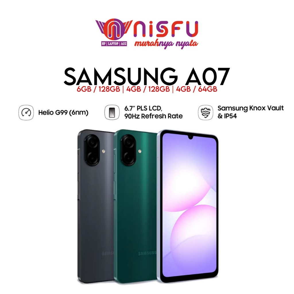 Samsung A07 4GB / 64GB | 4GB / 128GB | 6GB/128GB | 8GB / 256GB | CAMERA 50MP | 90HZ | Helio G99 | 50