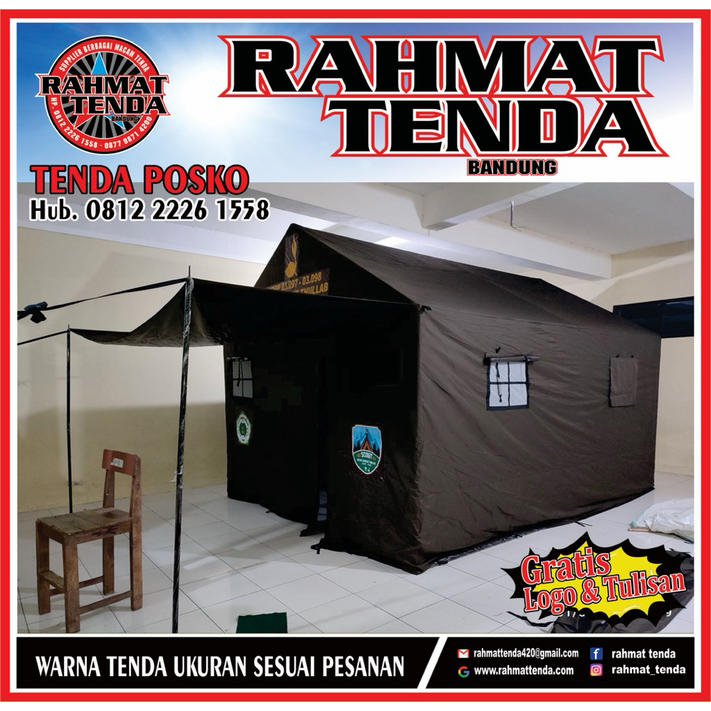 Tenda pramuka model rumah plus kanopi uk 4x6