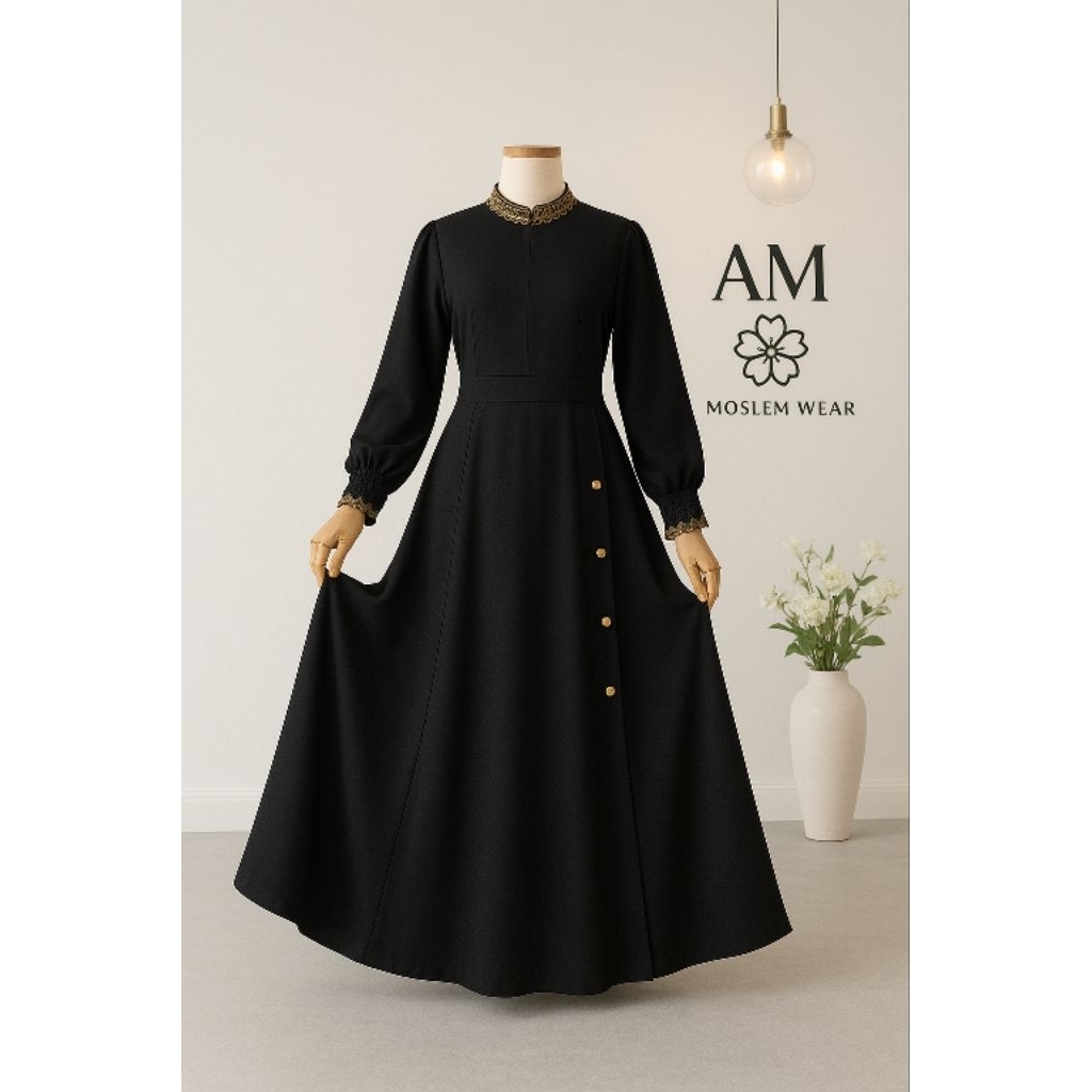 AMW13 Gamis Akhwat Set Gamis Safar dan Cadar Tali Dewasa S M L dan XL