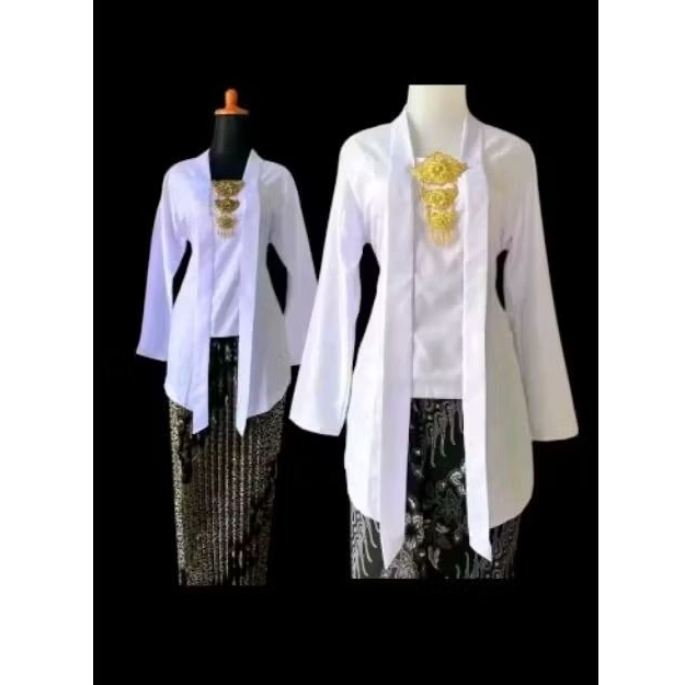 Kebaya dewasa kutu baru modern putih polos katun premium Dress Baju Panjang Atasan Pesta Kondangan