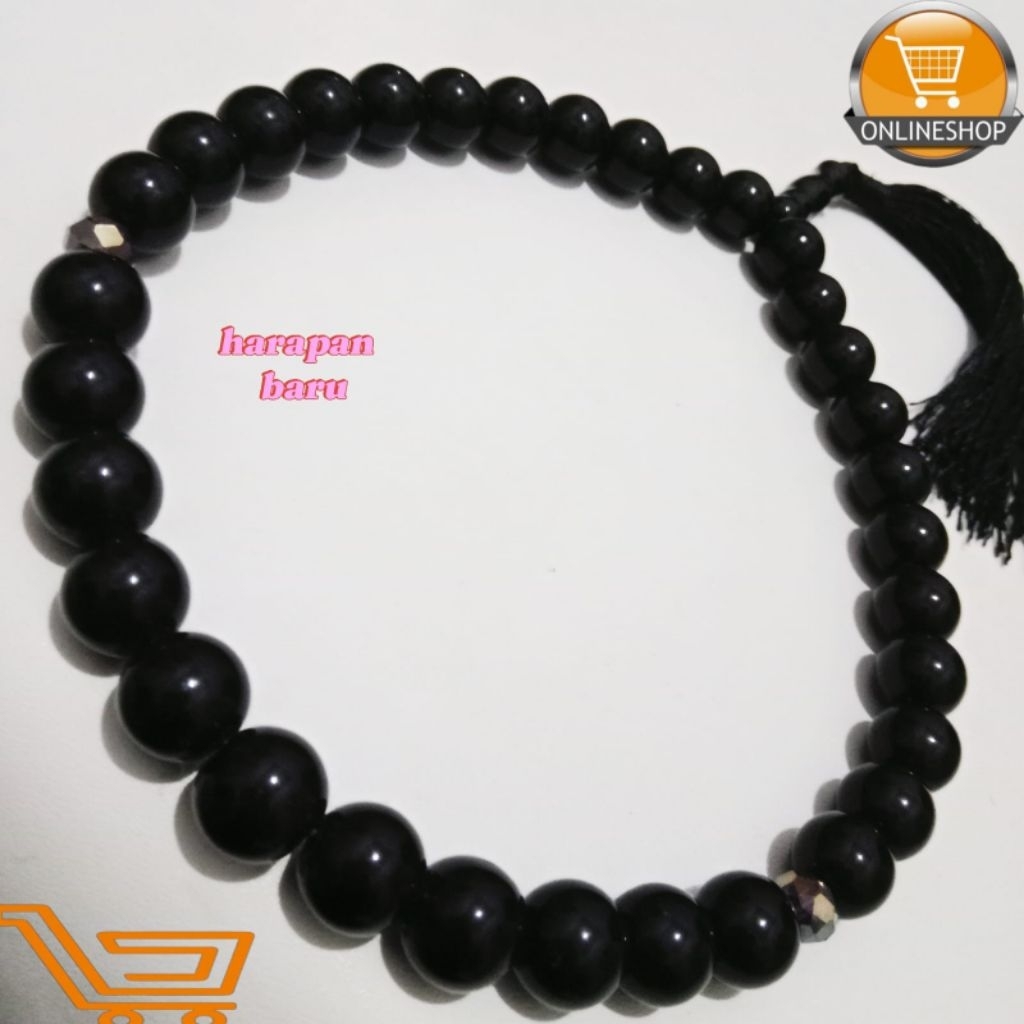TASBIH BATU BLACK ONIX 12 MM 33 BUTIR