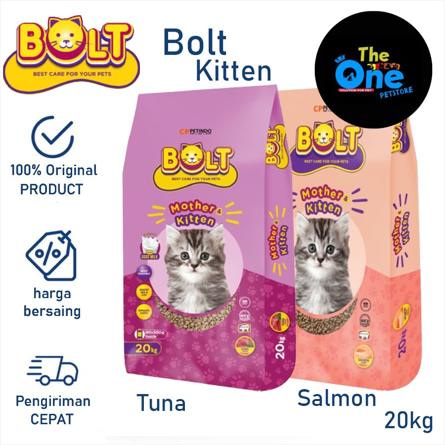 Makanan Kucing Bolt Kitten 20kg 1sak Bolt Mother and Kitten Makanan Kucing Bold