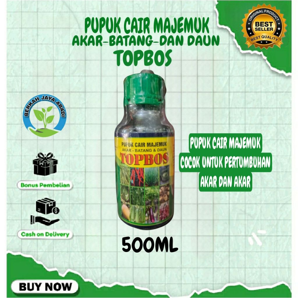 PUPUK CAIR MAJEMUK TOPBOS KEMASAN 500ML/PUPUK CAIR UNTUK PERTUMBUHAN BATANG DAN AKAR TUMBUHAN